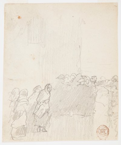 Dessin, hommes et femmes regardant la mer, Cullercoats, Angleterre, 1881 - Winslow Homer