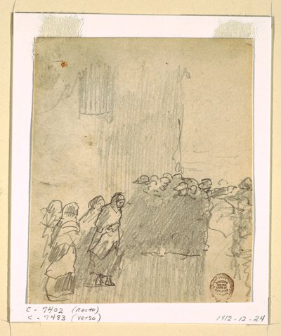 Dessin, hommes et femmes regardant la mer, Cullercoats, Angleterre, 1881 - Winslow Homer
