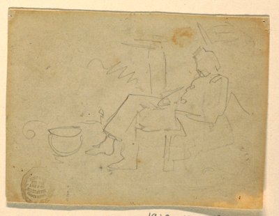 Dessin, soldat assis, 1862 - Winslow Homer