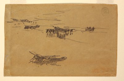 Dessin, Esquisses de doris sur des chariots, 1881 - Winslow Homer
