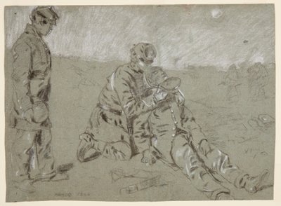 Dessin, soldat donnant de l