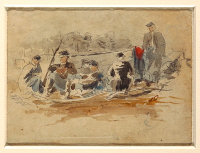 Dessin, soldats assis en groupe, 1862 - Winslow Homer