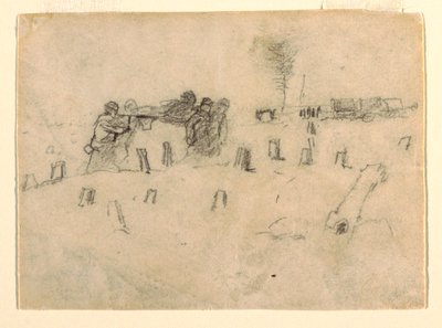 Dessin, brancardiers portant un soldat, probablement 1862 - Winslow Homer