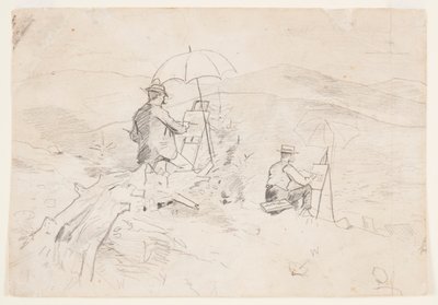 Dessin, étude pour "Artists Sketching in the White Mountains" et "The Artist in the Country", 1868 - Winslow Homer
