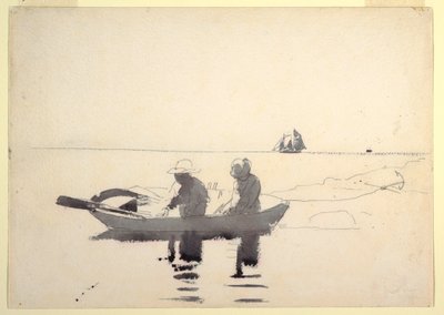 Dessin, deux personnages dans une barque, 1880 - Winslow Homer