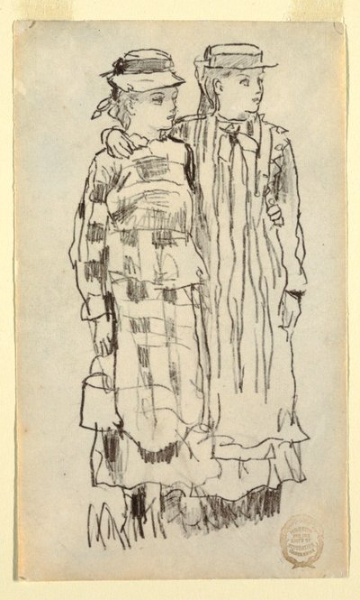 Dessin, deux filles, 1879 - Winslow Homer