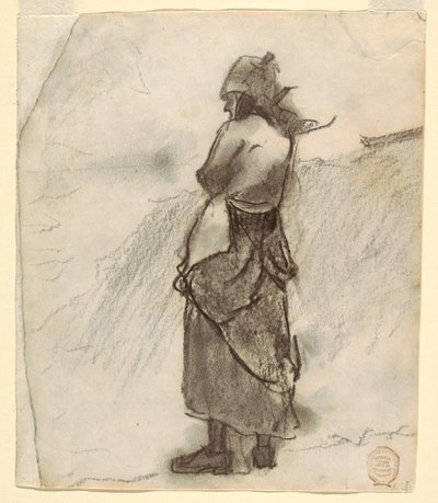 Dessin, Femme regardant la mer, Cullercoats, Angleterre, 1881-82 - Winslow Homer