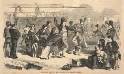 Arrivée des émigrants à Constitution Wharf, Boston, extrait de Ballou