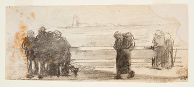 Figures Surplombant la Baie et un Petit Bateau, Cullercoats, Angleterre - Winslow Homer