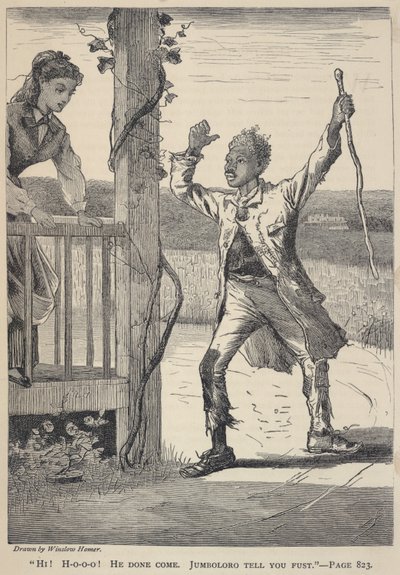 "Hi ! H-o-o-o ! Il est venu. Jumboloro Tell You Fust", tiré de The Galaxy, juin 1869 - Winslow Homer