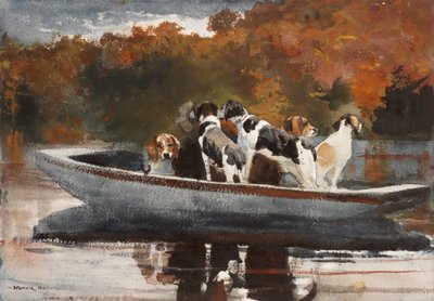 Chiens de chasse en bateau (en attente du départ) - Winslow Homer