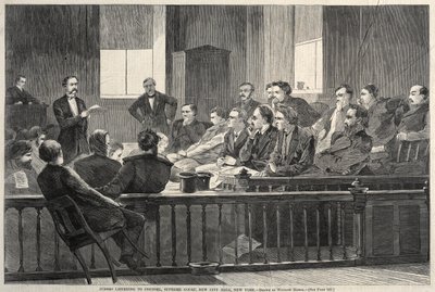 Des jurés écoutant les avocats, Cour suprême, nouvel hôtel de ville, New York - Winslow Homer