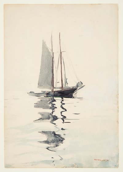 Goélette à deux mâts avec doris - Winslow Homer