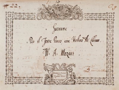 Frontispice de sonate pour fort-piano et violon par Mozart. - Wolfgang Amadeus Mozart