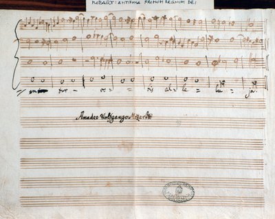 Page avec la signature du compositeur de Querite primum regnum Dei par Mozart pour obtenir le titre d