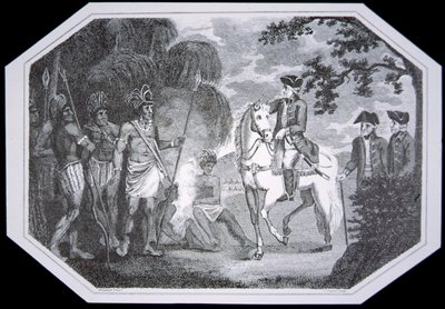 Le général Burgoyne et les Indiens en 1777, gravé par J. Taylor, d