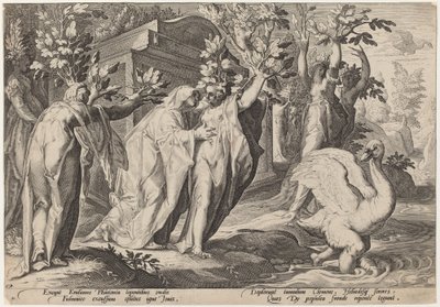 Les Sœurs de Phaéton Changées en Peupliers, et Cygnus en Cygne - Workshop of Hendrick Goltzius, after Hendrick Goltzius
