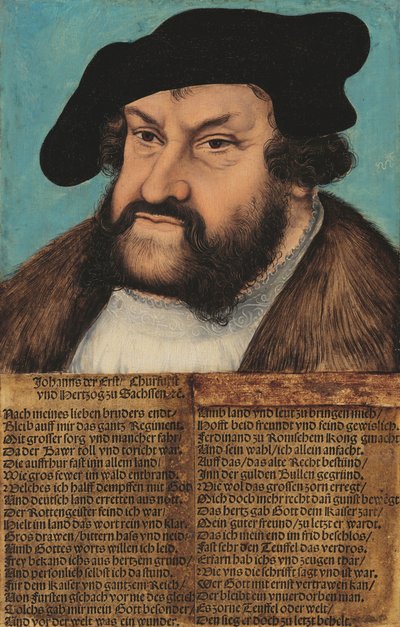 French : Johann der Beständige, Electeur de Saxe (1486-1532) Johann the Steadfast. Électeur de Saxe (1486-1532) - workshop of Lucas Cranach the Elder