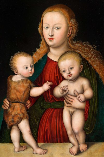 French : Madonna and Child with Jean-Baptiste Virgin and Child with Saint John - workshop of Lucas Cranach the Elder