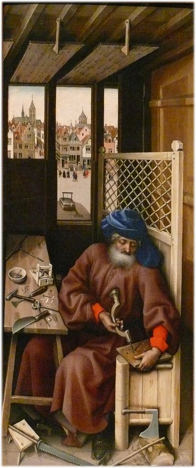 Annonciation Titre(s) alternatif(s) :   Retable de Mérode
panneau de droite : Saint Joseph charpentier - Workshop of Robert Campin