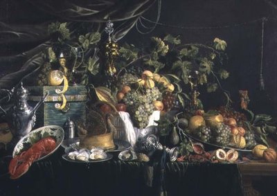Nature morte avec fruits, une tourte de faisan et un homard - Wouter Mertens