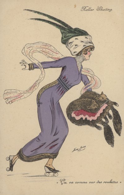 Jolie fille, habillée de manière extravagante, faisant du roller - Xavier Sager