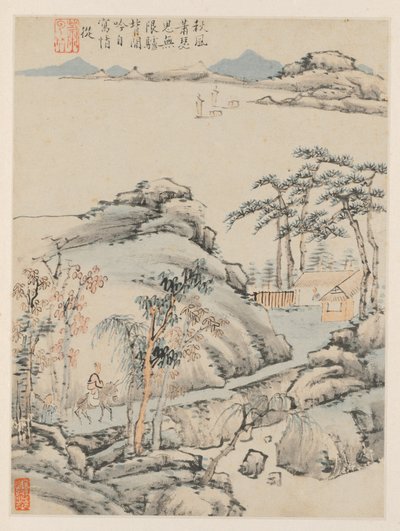 Album de paysages saisonniers, feuille F feuille précédente 5, 1668 - Xiao Yuncong