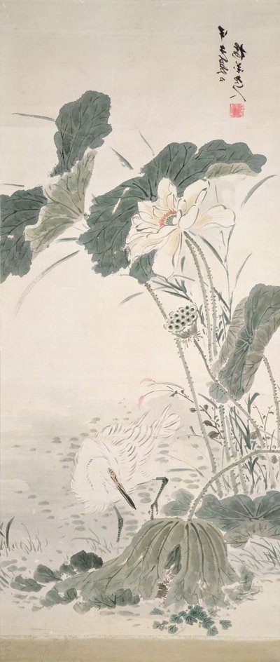 Héron et lotus - Yamamoto Baiitsu