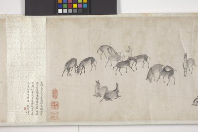 Cent ânes transportant du grain, rouleau, vers 1700 - Ye Yin