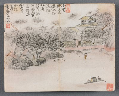 Album miniature avec figures et paysage, Paysage avec deux bateliers, 1822 - Zeng Yangdong