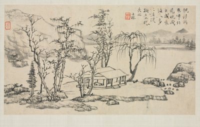 Album de paysages dans divers styles : Paysage après Ni Zan, 1684 - Zha Shibiao