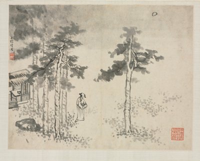 Album de paysages dans divers styles : Shibiao attendant la lune, 1684 - Zha Shibiao