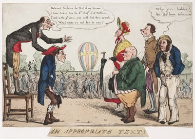 Un texte approprié!, croquis satirique de montgolfière, vers 1842 - Frederick (attr. to) Barnard