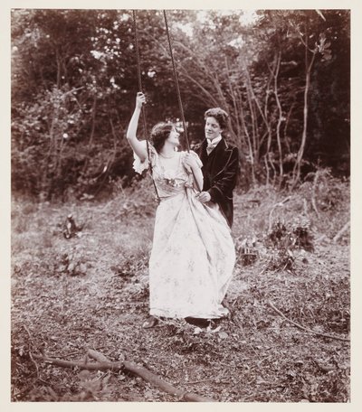 Portrait édouardien, couple avec une balançoire - John Pardon
