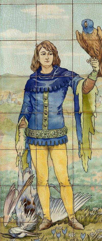 Vue intérieure, panneau de carreaux, peintre Furcy Ernest Tondeur, exécutant Boch Frères La Louvière - . .