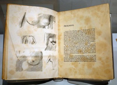 Musée des Impressionnismes, Giverny, France. Livre de Ramon Gomez de la Serna avec dessins de Pierre Bonnard. Seins. - . .