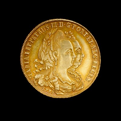 Pièce portugaise représentant la reine Maria I et son roi consort Pedro III - Hippolyte Lalaise Devéria