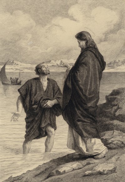 Jésus et Saint Pierre - after Albert Robida