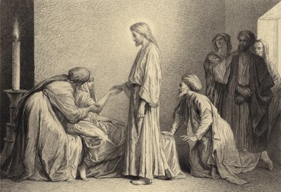 Jésus ressuscite un enfant - after Albert Robida