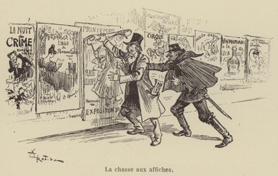 La chasse aux affiches - after Albert Robida