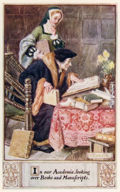 Dans notre Académie, en regardant des livres et des manuscrits - after Charles Edmund Brock