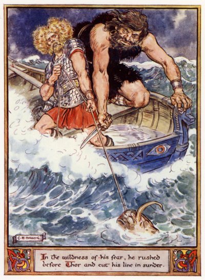 Dans la sauvagerie de sa peur, il se précipita devant Thor et coupa sa ligne en deux - after Charles Edmund Brock