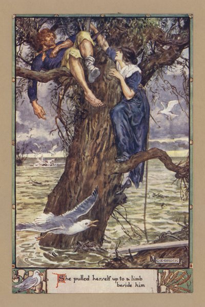 Elle se hissa sur une branche à côté de lui - after Charles Edmund Brock