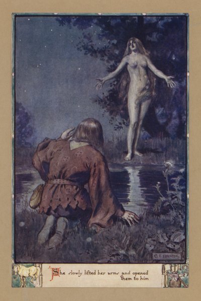 Elle leva lentement les bras et les ouvrit vers lui - after Charles Edmund Brock