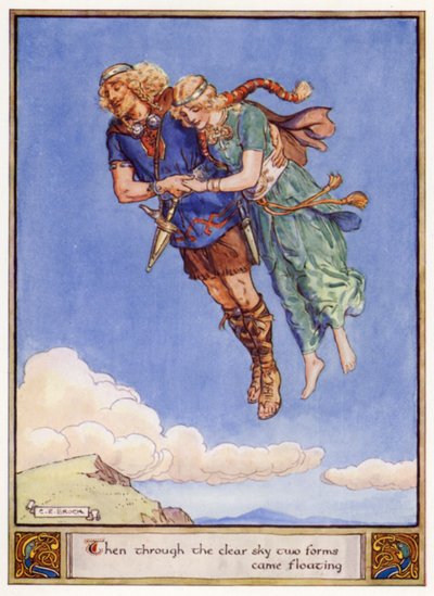 Puis à travers le ciel clair, deux formes flottèrent - after Charles Edmund Brock