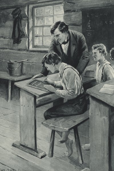Abraham Lincoln apprend à écrire - after Charles Mills Sheldon