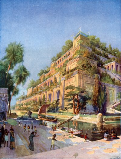 Belle reconstruction des Jardins suspendus de Babylone - after Charles Mills Sheldon
