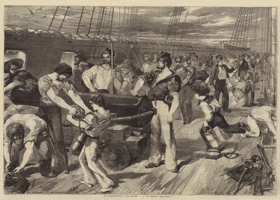 Au large de Kinburn, 17 octobre, le pont principal du Terrible, préparez-vous! - after Edmond Morin