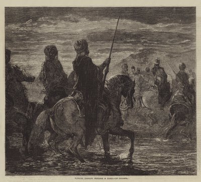 Cavalerie turque traversant une rivière - after Edmond Morin