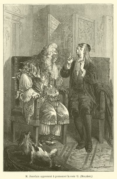 M. Jourdain apprenant à prononcer la voix U, Molière - after Emile Antoine Bayard